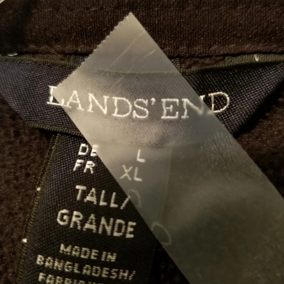 Lands End Jacket Mens  L Tall/Granda  Black Fleece Full Zip - Picture 3 of 6